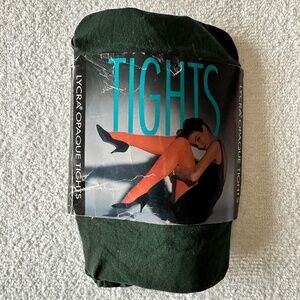 Dark Green Lycra Opaque Tights NEW